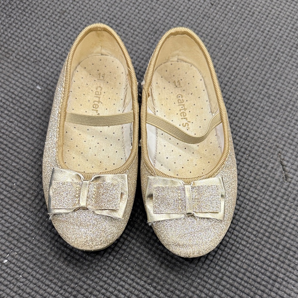 Carter's Glittery Gold Bow Dress Shoes